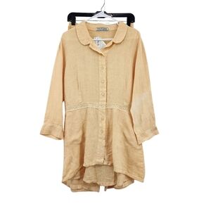 Dick & Jayne Vintage Women's 100% Linen Relaxed Fit Blouse & Pants Set Lagenlook